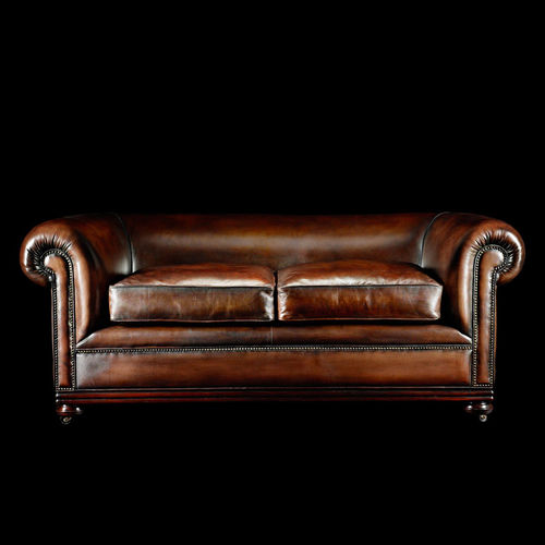 Klassisches Sofa - CHARLES CHURCHILL - Fleming & Howland - Leder / mit Rollen / braun