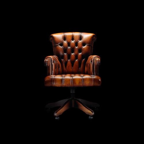Chesterfield-Bürosessel - DUKE - Fleming & Howland - Leder / Holz / mit Sterngestell