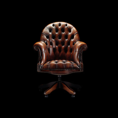 Chesterfield-Bürosessel - EARL - Fleming & Howland - Leder / Holz / mit Sterngestell