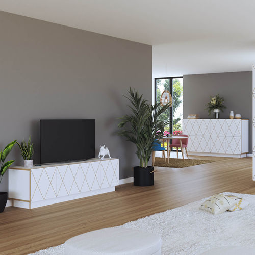 Modernes Fernsehmöbel - ROMB - Radis Furniture - mit Regal / Sperrholz / Birke