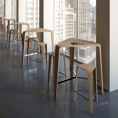 Stehtisch / minimalistisches Design - HOC - Haworth Europe - Holzfurnier / HPL / Gestell aus Buche