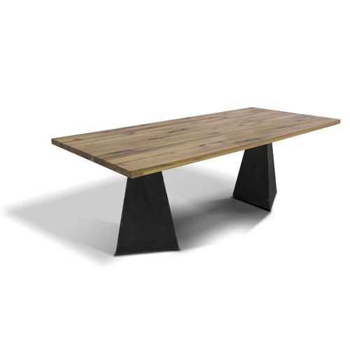 Moderner Tisch - PYRAMIDE - Ecomatrix SRL - Eiche / geöltes Holz / Gestell aus bemaltem Stahl