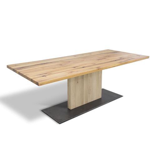 Moderner Tisch - LEEDS - Ecomatrix SRL - Eiche / geöltes Holz / Gestell aus Stahl