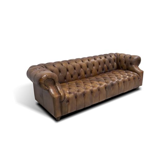 Chesterfield-Sofa - Ecomatrix SRL - Leder / mit abnehmbarem Kissen / braun