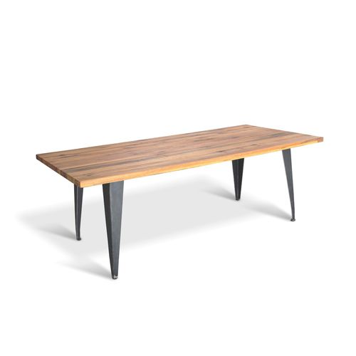 Moderner Esstisch - SLIM CURVE - Ecomatrix SRL - Eiche / geöltes Holz / Gestell aus bemaltem Stahl