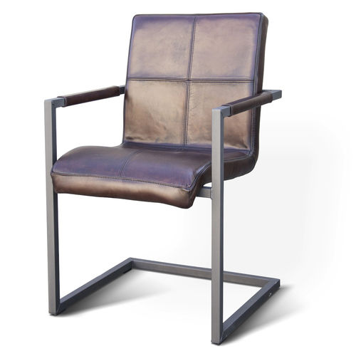 Vintage-Stuhl - QUADRANT INDUCHAIR - Ecomatrix SRL - für den Innenraum / Leder / Gestell aus bemaltem Stahl