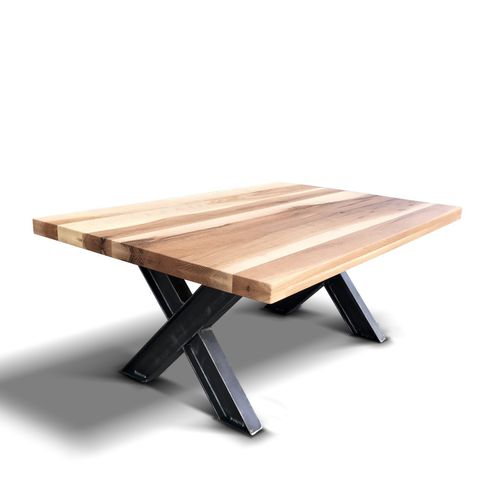 Moderner Couchtisch - KREUZ - Ecomatrix SRL - Eiche / Gestell aus Stahl / Gestell aus bemaltem Stahl