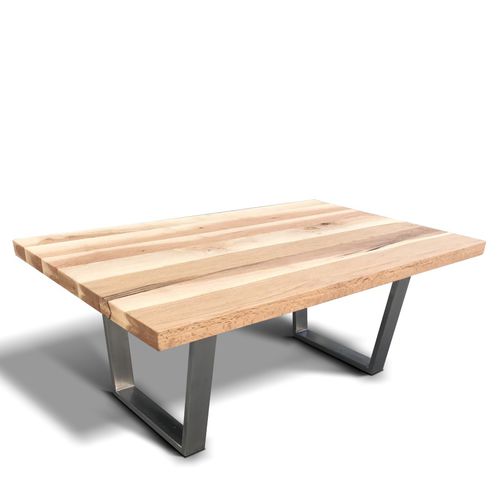 Moderner Couchtisch - SLIM - Ecomatrix SRL - Eiche / Gestell aus rostfreiem Edelstahl / rechteckig