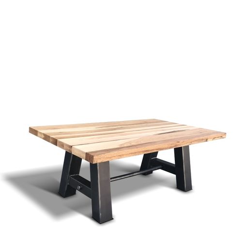Industriestil-Couchtisch - BLOCK  - Ecomatrix SRL - Eiche / Gestell aus bemaltem Stahl / rechteckig