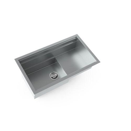 Einbeckenspüle - NEWORK L800 P - STEEL TIME SRL - mit Abtropffläche / Edelstahl / einbaufähig