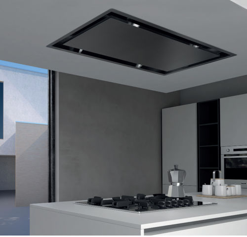 Deckenmontierter Dunstabzug - INTEGRATA SOFFITTO - STEEL TIME SRL - mit integrierter Beleuchtung / schwarz