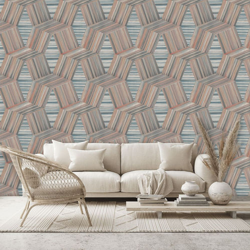 Moderne Tapete - MADISON  - Jane Churchill - Vinyl / geometrisches Muster / Streifenmuster