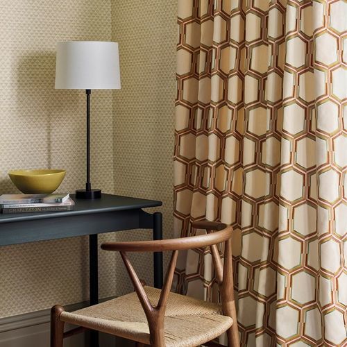 Vorhangstoff - ALBUS  - Jane Churchill - geometrisches Muster / Polyester / Baumwolle