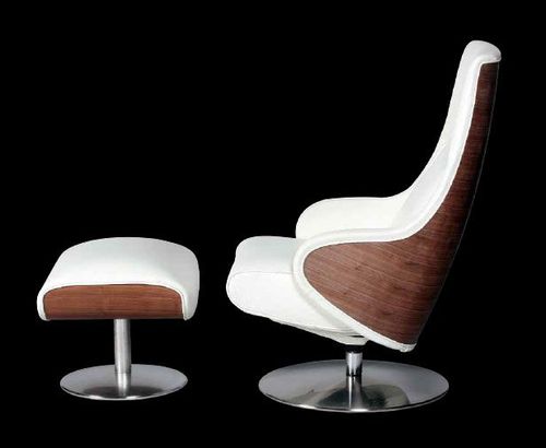 Moderner Relaxsessel - manteau - STRÄSSLE Switzerland AG - Leder / Holz / mit Fußstütze