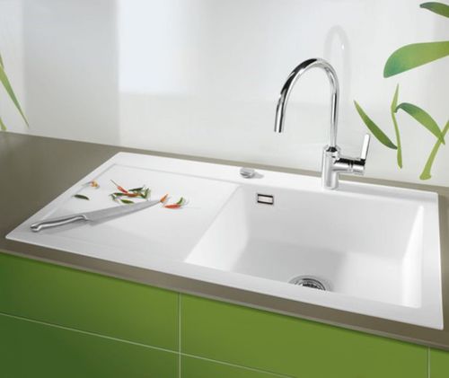 Einbeckenspüle - Mera 100 SL - systemceram GmbH & Co. KG - mit Abtropffläche / Keramik / einbaufähig