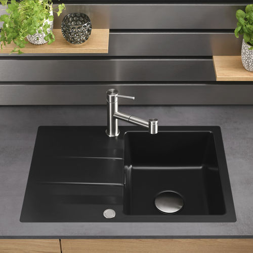 Einbeckenspüle - Genea 75 F - systemceram GmbH & Co. KG - mit Abtropffläche / Keramik / bündig