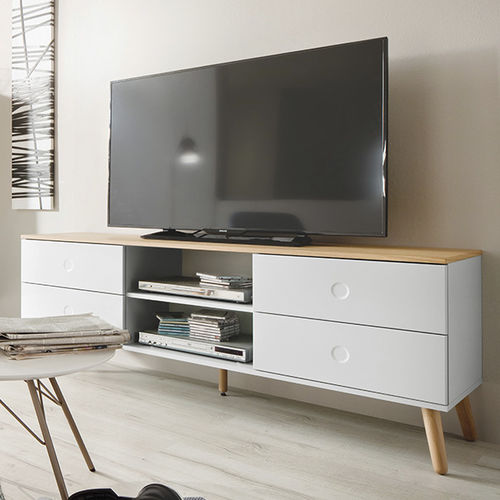 Modernes Fernsehmöbel - DOT : 1664 - Tenzo AB - Hi-Fi / Eiche / weiß