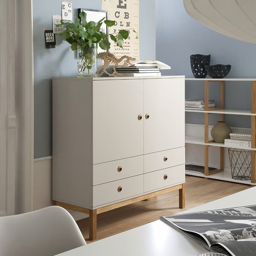 Hohes Sideboard - FRESH : 3566 - Tenzo AB - skandinavisches Design / Eiche / grau