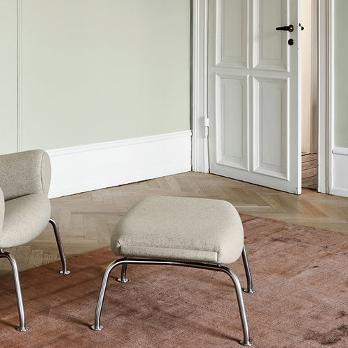 Fußschemel / skandinavisches Design - WEGNER OX - Fredericia Furniture - Stoff / Leder / Edelstahl