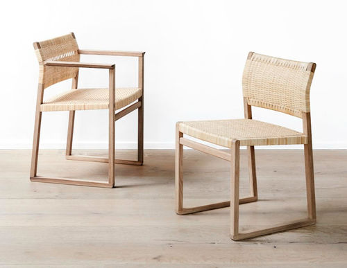 Moderner Stuhl - BM61 - Fredericia Furniture - für den Innenraum / Leinen / Korbweide