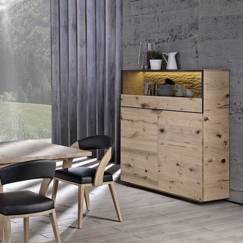 Hohes Sideboard - V-Cube - Voglauer Möbelwerk Gschwandtner & Zwilling GmbH & Co. KG - modern / Eiche / Metall