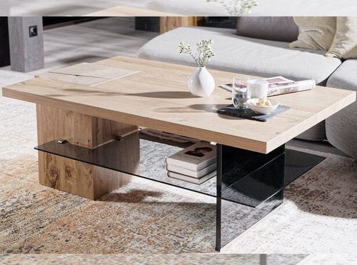 Moderner Couchtisch - V-Alpin - Voglauer Möbelwerk Gschwandtner & Zwilling GmbH & Co. KG - Eiche / Gestell aus Eiche / Gestell aus Glas