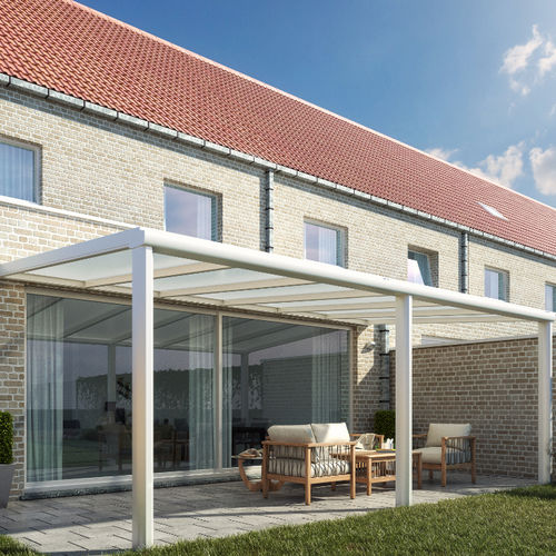 Vordach für Terrasse - CLIMALITE - SKYLUX - Aluminium / flach / modern