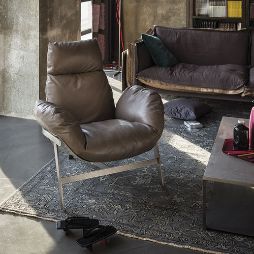 Moderner Sessel - JUPITER - arketipo - Baumwolle / Leder / Metall
