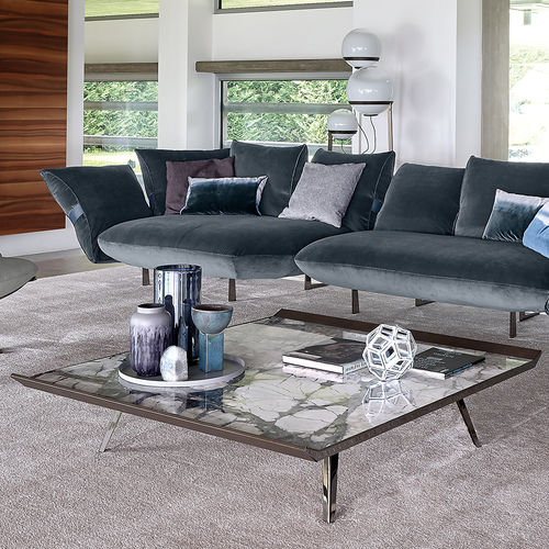 Moderner Couchtisch - MOON INVADERS - arketipo - Metall / Leder / Marmor