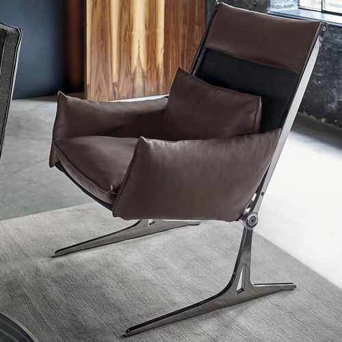 Moderner Sessel - BARRACUDA - arketipo - Stoff / Metall / mit Kufengestell