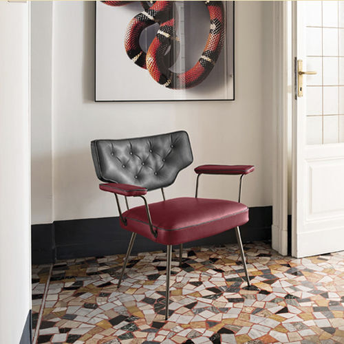 Chesterfield-Sessel - TWIGGY - arketipo - Samt / Leder / Metall