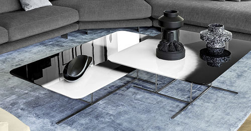 Moderner Couchtisch - ECLIPSE - arketipo - lackiertes MDF / Polyester / Gestell aus Metall