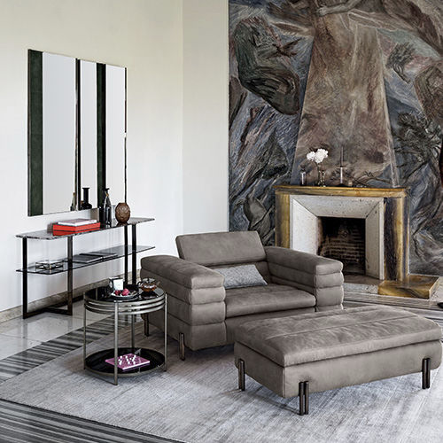 Moderner Sessel - MAYFAIR - arketipo - Stoff / Leder / Holz