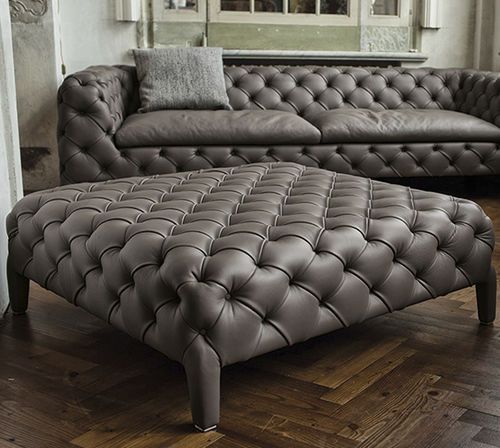 Chesterfield-Ottomane - WINDSOR - arketipo - Samt / Leder / quadratisch