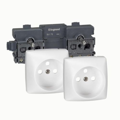 Modulare Steckdose - PWAK3110WH - LEGRAND - doppelt / wandmontiert / bündig