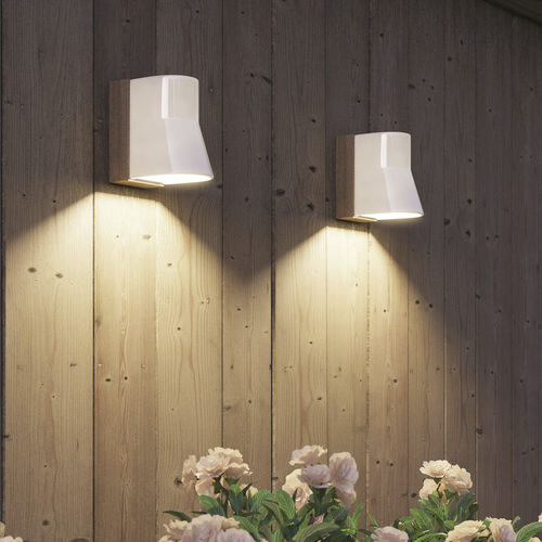 Moderne Wandleuchte - BEACON - Royal Botania - für Außenbereich / Teakholz / Porzellan