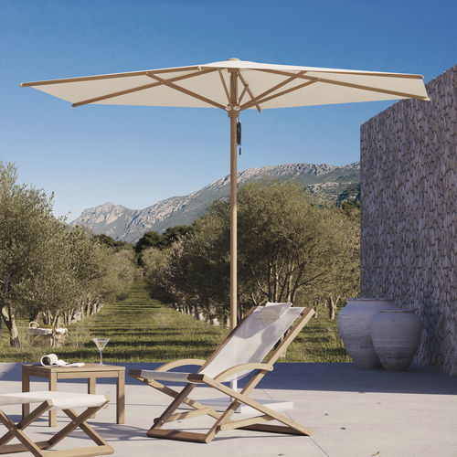 Sechseckiger Sonnenschirm - SHADY SLIM - Royal Botania - mit Zentralmast / Textil / Teakholz