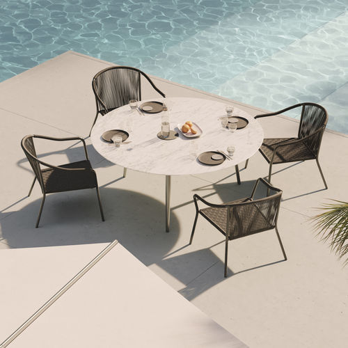 Moderner Esstisch - STYLETTO - Royal Botania - Teakholz / Keramik / Gestell aus Aluminium