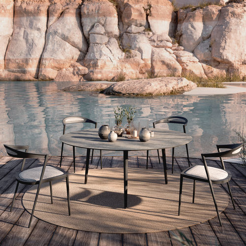 Moderner Esstisch -  STYLETTO - Royal Botania - Teakholz / Keramik / Gestell aus Aluminium
