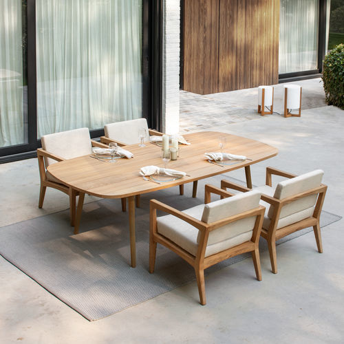 Moderner Esstisch -  STYLETTO - Royal Botania - Teakholz / Keramik / Gestell aus Aluminium