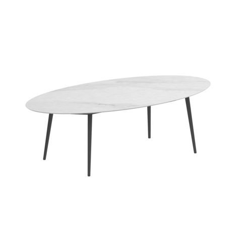 Moderner Esstisch - STYLETTO - Royal Botania - Keramik / Gestell aus Aluminium / oval