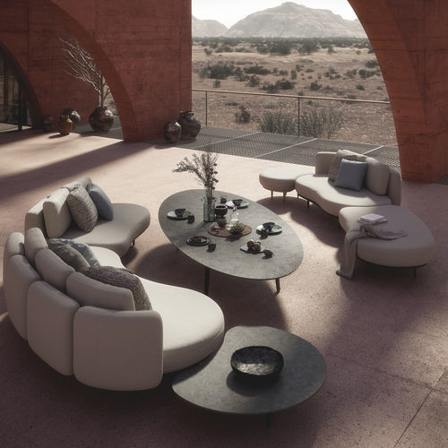 Moderner Couchtisch - STYLETTO - Royal Botania - Keramik / Gestell aus Aluminium / oval