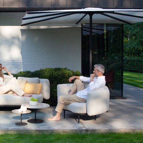 Quadratischer Sonnenschirm -  BLOOM - Royal Botania - mit Zentralmast / Textil / Edelstahl