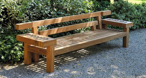 Moderne Gartenbank -  NARA - Royal Botania - Teakholz / mit Rückenlehne / mit Armlehnen