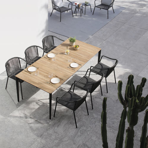 Moderner Esstisch - U-NITE - Royal Botania - Teakholz / Keramik / Gestell aus Teakholz