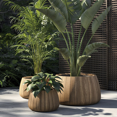 Pflanzkübel für Außenbereich - BARIQ  - Royal Botania - Teakholz / rund / modern