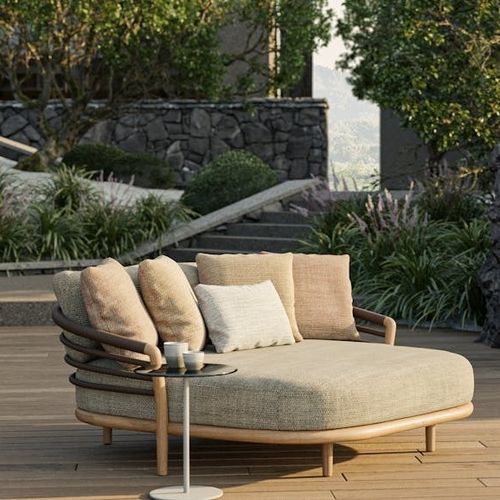 Moderne Récamiere - ARCHY  - Royal Botania - Stoff / Teakholz / Holz