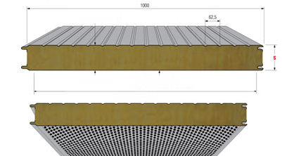 Sandwichpaneel für Fassaden - HIPERTEC® WALL SOUND - Metecno Bausysteme GmbH  - einseitig metallbeschichtet / Steinwollekern