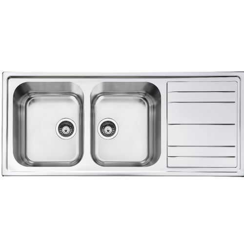 Doppelbeckenspüle - LPR116SA - SMEG - mit Abtropffläche / Edelstahl / einbaufähig