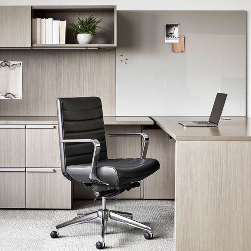 Moderner Chefsessel - AVOCA - Allsteel - Leder / Metall / Hochlehner